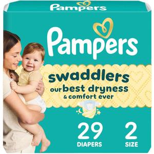 Pampers Swaddlers Diapers, Size 2 (10-22 lbs), 29 Count, Absorbent, Keeps Baby Dry and Comfortable, Skin Safe Disposable Baby Diaper  