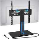 Greenstell TV Stand with Power Outlet, Universal TV Mount Stand for 27-65 inch TVs, Height Adjustable, Swivel Table Top TV Stand with Tempered Glass Base, Holds up to 88 LBs, Max VESA 400x400mm