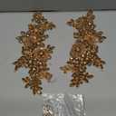 Handmade Shining Rhinestones lace Applique Patches Sewing Beads Sequins Stone Trim Accessories for Wedding Dress 1 Pair/Bag 11X4.3inches (Champagne)