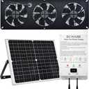 25W Solar Powered Exhaust Fan Kit with 12000mAh Lithium Battery Ideal for Chicken Coops Greenhouses Attics and Sheds 2600RPM 10ft Cord IP67 Waterproof Black