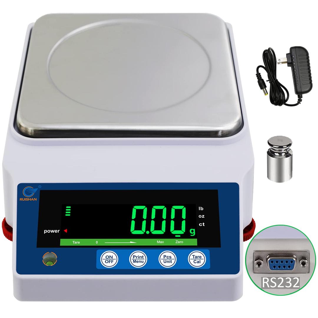 Lab Scale 5000gx0.01g High Precision Scientific Electronic Digital Laboratory Lab Weight Analytical Balance Scale .01g Accuracy Jewelry Pharmacy Chemistry Industria Calibrated Gram Scale (5kg/0.01g)