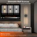 Tartek Battery Operated Wall Sconces Set of Two, Rechargeable Wall Lights with Remote Control, Dimmable 3000K-6000K LED Wall Lamp, 360°Rotate, Long Wireless Sconces for Living Room, Bedroom