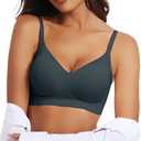 OEAK Womens Wireless Jelly Bras Comfortable Push Up Bra No Underwire Gel Bra Full Support Lift Everyday Seamless Tshirt Bras Navy M