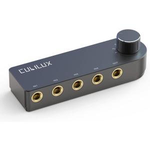 Cubilux Bidirectional 4-Channel 6.35mm Audio Selector, 1x TRS to 4X TRS Stereo 4-Port 1/4 Quarter Inch AUX Switch Box for Speaker, Headphones, Subwoofer, Home Audio System, Mixer, Amplifier
