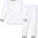 Burt's Bees Baby Boys' 2-Piece Long Sleeve Tee and Pants Organic Cotton Pajama Set (Blue Golden Bee, 2T)