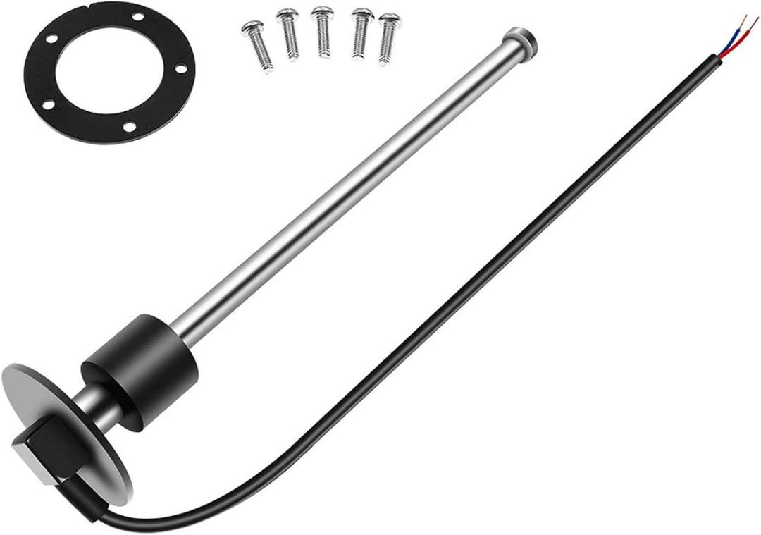 Geloo Stainless Steel Marine Fuel Sending Unit 0-190 ohms, Black, Automatic, Normally Closed, IP67 Rated (225MM-9inch)