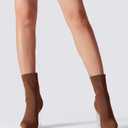 Shoe'N Tale Women's Knit Sock Ankle Boots Pointed Toe Clear Mid Heel Slip-on Stretch Booties Shoes (9)