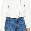 Forever 21 Women's Faux Suede Cropped Moto Jacket (White, XS)