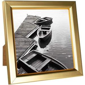 Giverny 4x4 Picture Frames, Gold Photo Frames for Wall or Tabletop Display, Simple Design Glossy Finish Frame Perfect for Home Decoration, Office, Hotel and Various Ceremonies Praties