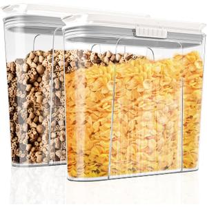2 Pack Glass Containers Storage Jars Set Airtight Food Storage Containers with Lids-Cereal Storage Containers Cereal Organizer Dispenser for Kitchen Storage Containers