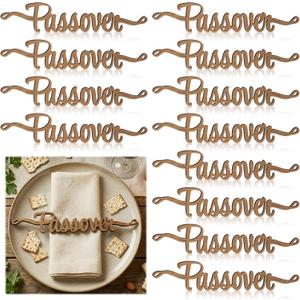 Yungyan 12 Pcs Passover Wooden Table Decorations Passover Plate Decor Centerpieces Wood Cutout Sign CHAG Sameach Table Topper for Seder Meal Home Desk Decor Jewish Holiday Party Supplies