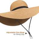 Naivlizer Women Wide Brim Sun Hat UPF50 Straw Summer Hat Floppy Beach Hat Roll-Up (One Size, Tie Brown)