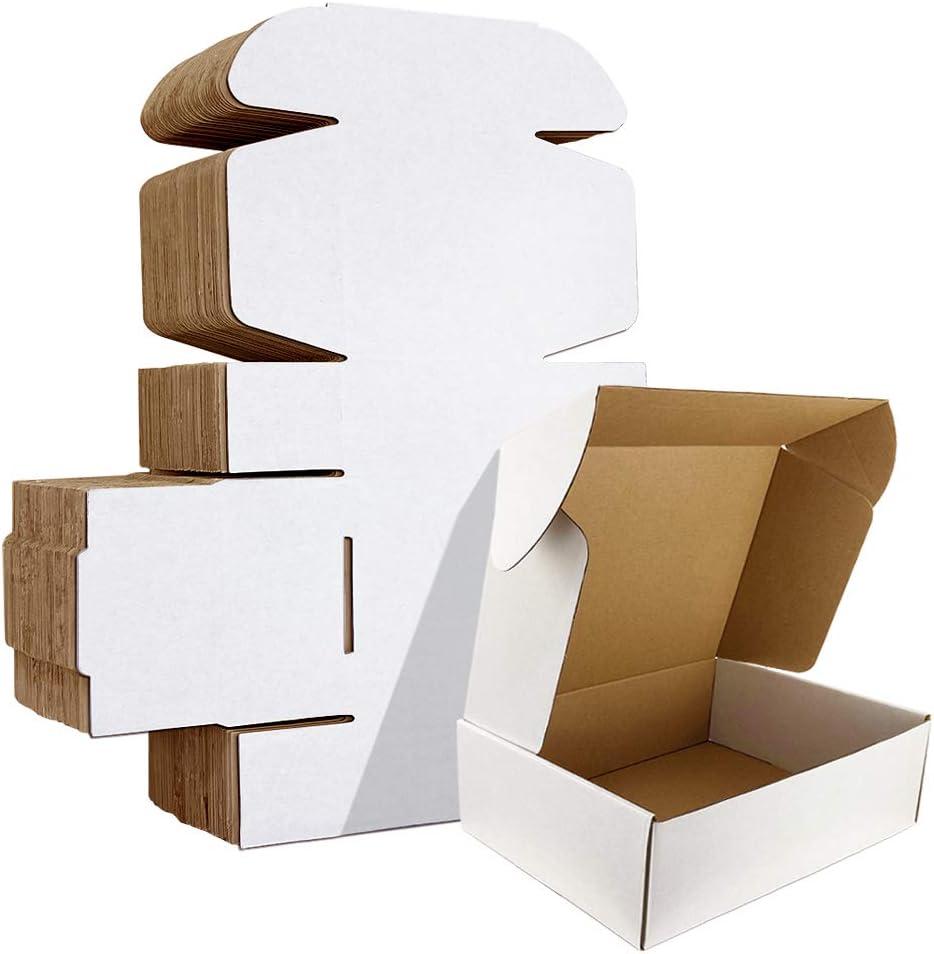 HORLIMER 9x6x2 inches Shipping Boxes Set of 25, White Corrugated Cardboard Box Literature Mailer