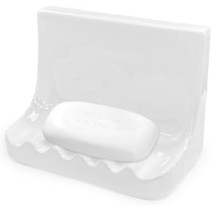 White Vintage Wall-Mounted Ceramic Soap Dish for Shower Wall Retro Ceramic Soap Holder Porcelain Soap Tray for Home Bathtub Bathroom Shower Accessories