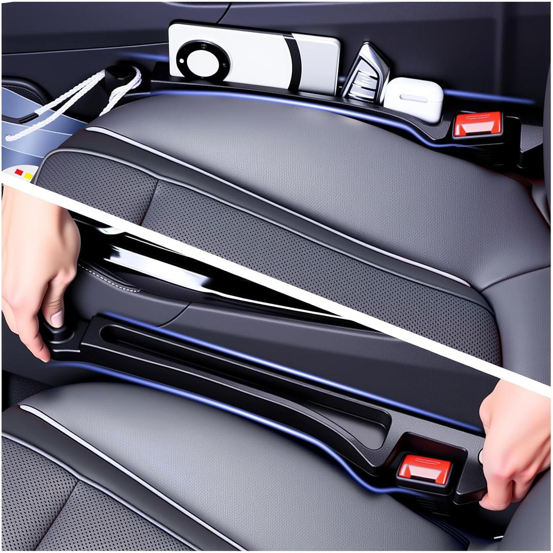 2PCS Car Seat Gap Filler Organizer and Carry Hook,Upgraded Multifunction Gap Filler for Car with Filling Gaps and Storing for Phones Keys,Universal No Drop Seat Guard for Cars