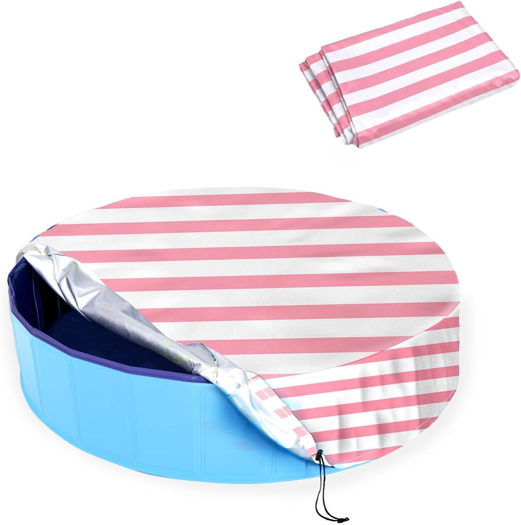 Foldable Round Dog Swimming Pool Cover, for 32 "/63“/48” Collapsible Outdoor Tub, PVC Coating Waterproof and UV Protection, Leakproof Washable Kiddie Pet Small Paddling Bath Accessories