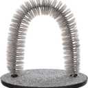 Trixie Cat Massager and Self Grooming Arch, Bristle Ring Brush, Carpet Base Scratcher, Cat Self Groomer, Gray, Small
