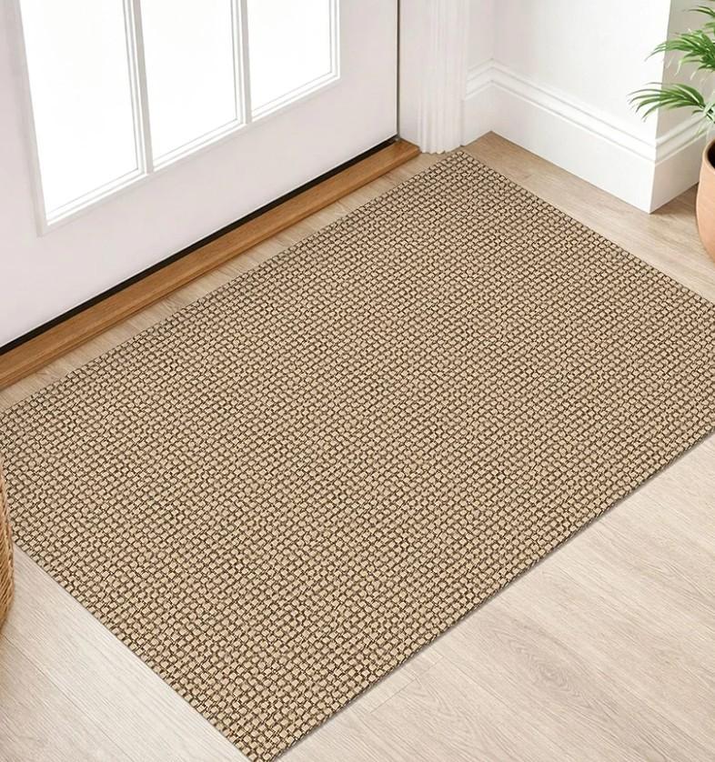 IOHOUZE Small Area Rug 2x3 Washable Woven Rugs for Entryway Non Slip Rubber Backed Kitchen Rugs Indoor Outdoor Doormat Throw Rug Floor Carpet for Entrance Front Door, Orange/Tan/Brown