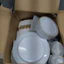 700 PCS Gold Plastic Dinnerware Set for 100 Guests, 200 DisposablePlates for Party, 100 Pre Rolled Napkins with Gold Silverware, 100 Cups