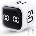 Productivity Timer Flip Gravity Sensor Cube Timer Countdown & Countup,Mute & Vibrate & Sound5/10/30/60min & Custom Timing, Perfect for ADHD,Work,Learning,Kitchen Cooking (1White)