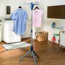 Honey-Can-Do 64-Inch Steel Tripod Clothes Drying Rack, Foldable Collapsible Laundry Stand with 3 Rotatable Arms, Holds 30 Hangers, Space-Saving Indoor Outdoor Air Dry Rack, Blue, 30 lbs