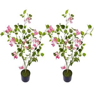 VIGGDA Artificial Tree Faux Bougainvillea Tree 3ft Tall Fake Bougainvillea Plant in Pot Fake Silk Tree Faux Plants Indoor(2pack)