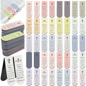 100 Pack Spanish Bible Verse Magnetic Bookmarks Spanish Christian Scripture Bookmarks Religious Magnet Book Marker Christian Gifts for Teachers Student Gifts School, (Pastel, Classic) (Morandi)