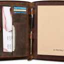 Genuine Leather Padfolio Zipper Portfolio with 13 Inch Laptop Pocket, Professional Business Organizer for Documents, Cards & Writing Pad, A4/Letter Size Portfolio Folder