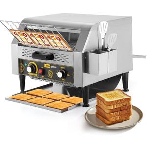 Dyna-Living Commercial Toaster 450 PCS/H Conveyor Toaster for Restaurant | 1900W Commercial Conveyor Toaster, Heavy Duty Stainless Steel Rolling Bread Toaster for Baking Bun, Bagel, Bread