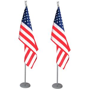 SENZHIYI Indoor Telescoping Flag Pole with Base 6FT-8FT,Aluminum Commercial Indoor Flagpole with Silver Ball Top Finial,Heavy Duty Indoor Flag Pole Kit for Office School City Hall Silver 2Pack