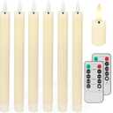 Flameless Taper Candles with 3D Wick, 9.6" Real Wax LED Candles with 2 Remote and Timer, 6 Pack Flickering Candlesticks Battery Operated, Electric Candles for Home, Wedding, Party, Decor, Ivory