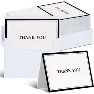 AmazingSpark 120 Kit Thank You Cards with Envelopes Bulk 12 Designs 4.8 x 6.8'' Black Thank You Notes for Small Business Graduation Wedding Baby Shower Teacher Appreciation Gifts
