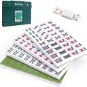 Pycoal Traditional Chinese Mahjong Tile Set, 1.4'' Melamine Mahjong Tiles Premium 146PCS Mahjong Set with Portable Carrying Case, Instruction Manual, Dice Set, Mah jongg Game Set for Family, Gathering