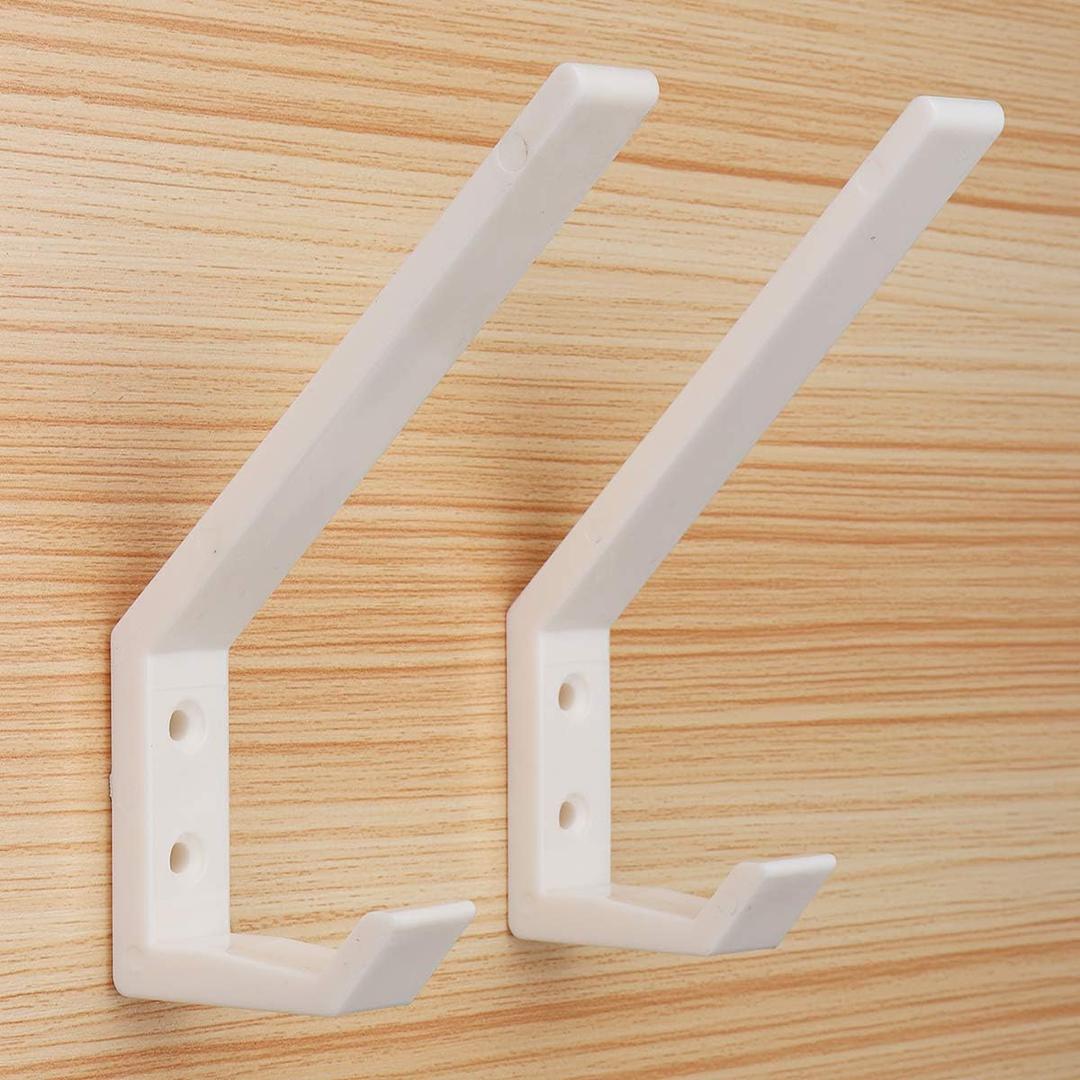 4PCS Helmet Holders Plastic Hanging Hooks Wall Mounted Hangers Hat Glove Bag Shoe Clothes Rack (White-4PC)
