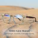 2SeeLife Large Round TR-90 Reading Glasses for Men & Women Medium-Large Fit, Durable, Spring Hinges, Blue Light Readers, Aqua Blue, +1.25