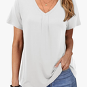 Florboom Womens Tops Summer Short Sleeve V Neck Tshirts Casual Loose Basic Tees Shirts, Medium
