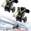 Ladder Rack Ratchet Straps with J-Hook (Pair), 1.4" Black Square Tube Mount, 1.5" Wide x 7.5' Long Black Retractable Ratchet Tie Down Strap Roof Rack, 500 lbs Load Heavy Duty, Cargo Buckle Lock Strap
