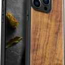 Carveit Magnetic Wood Case for iPhone 14 Pro Max [Natural Wood & Black Soft TPU] Unique & Classy Wooden Shockproof Protective Cover Compatible with magsafe (Walnut)