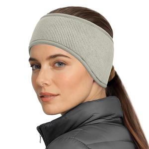 Sukeen Ear Warmers for Women, Soft Warm Double-Layer Winter Headbands for Women, Ponytail Non-Slip Ear Warmer Headband for Cold Weather Running Cycling Hiking Skiing, Gray