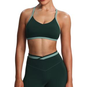 Aoxjox Women's Color Block Workout Sports Bras Fitness Blair Bra Athletic Yoga Crop Tank (Medium)