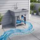Portable Utility Laundry Sink with Washboard & Hose Hookup, Freestanding Outdoor Plastic Tub for Washing Room, Garage, Pet Wash, Garden – Lightweight & Easy to Use, One Size