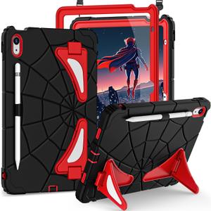 Case for iPad (A16) 11th Generation 11 Inch (2025),iPad 10th Generation 10.9 Inch (2022) Kids Friendly i Pad Case 10th Gen with Screen Protector,Shockproof Cover for i Pad 11/10 Gen,Black Red