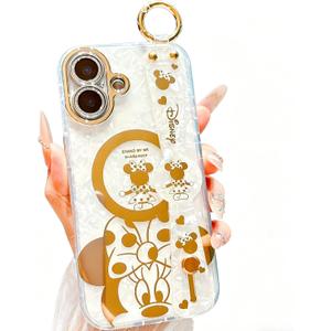 Designed for iPhone 17 Case, Kawaii Bowknot Mouse Pattern with Lanyard Stand, Sparkly Bling Crystal Soft Silicone Drop Proof Bumper for Teens Ladies