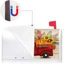 Texupday Welcome Fall Red Truck Sunflower Pumpkin Harvest Mailbox Cover with Magnetic Strip Autumn Thanksgiving Mailbox Wraps Post Letter Box Cover Standard Size 21" X 18" Garden Outdoor Yard Decor