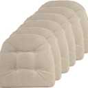 Non-Slip Chair Cushions, Assembled in USA, U-Shaped Skid-Proof Seat Pads for Dining Room, Kitchen, Office, 15"x16", 6 Pack