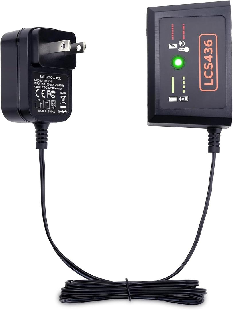 Compatible with Black and Decker 36V 40V MAX Lithium Battery Charger LCS36 LCS40, LCS436 Charger Compatible with Black & Decker 36V 40V MAX Battery LBXR36 LBXR2036 LBX1540 LBX2040 LBX2540
