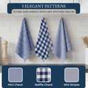 LANE LINEN Flour Sack Dish Towels Set - 20 Pc Kitchen Towel Set with Pot Holders and Oven Mitts,100% Cotton Kitchen Towels, Absorbent Dish Towels: Indigo