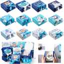 Cholemy 60 Pcs Christmas Gift Boxes with Lids, 4.5'' x 4.5'' x 1.95'' Blue and White Christmas Boxes Empty with Bow for Xmas Proposal Holiday Decorations
