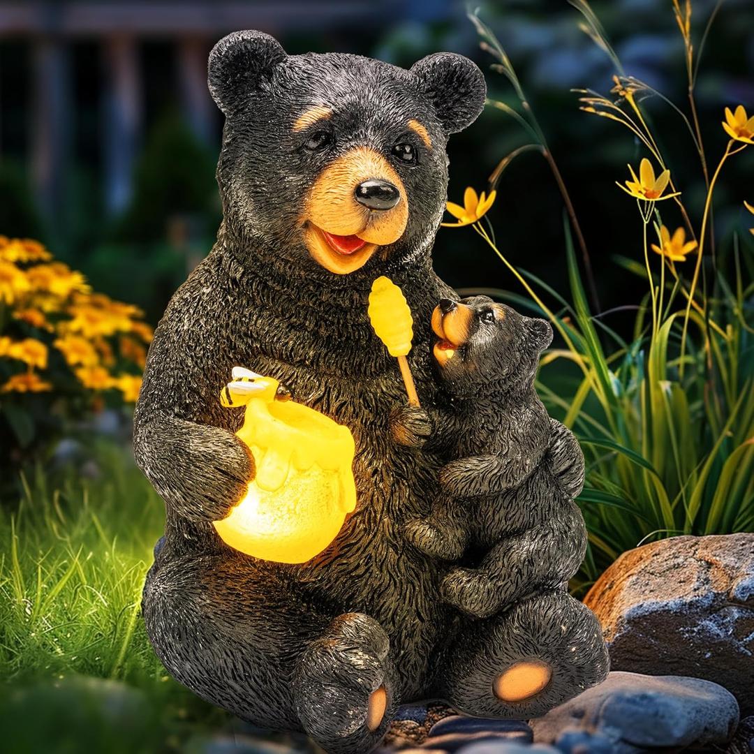 GIGALUMI Solar Garden Statues Loving Bear Figurine Lights for Outside, Yard Decorations Outdoor, Garden Decor Unique Birthday Housewarming Gifts for Mom, Women, Black GIGALUMI Solar Garden Statues Loving Bear Figurine Lights for Outside, Yard Decorations Outdoor, Garden Decor Unique Birthday Housewarming Gifts for Mom, Women, Black