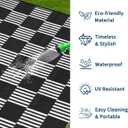 Garvee Waterproof Outdoor Rug 6x9, Checkered Foldable Plastic Straw Patio Camping Rug, Outdoor RV Carpet for Deck Camper Porch Balcony Backyard Picnic Beach Black and White